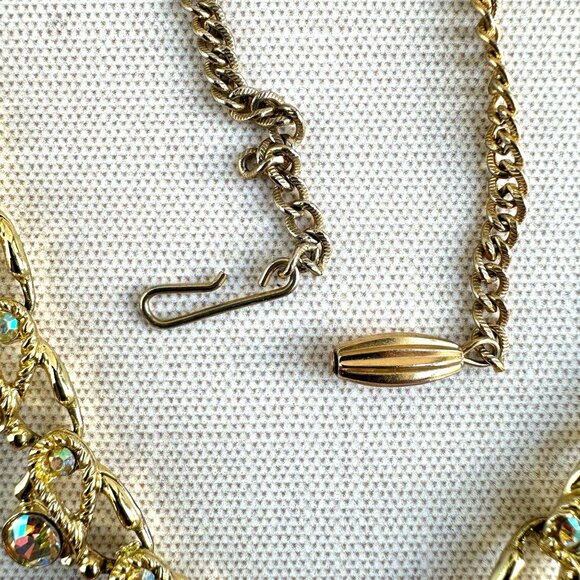 Vintage Aurora Borealis Gold Choker - Picture 4 of 7